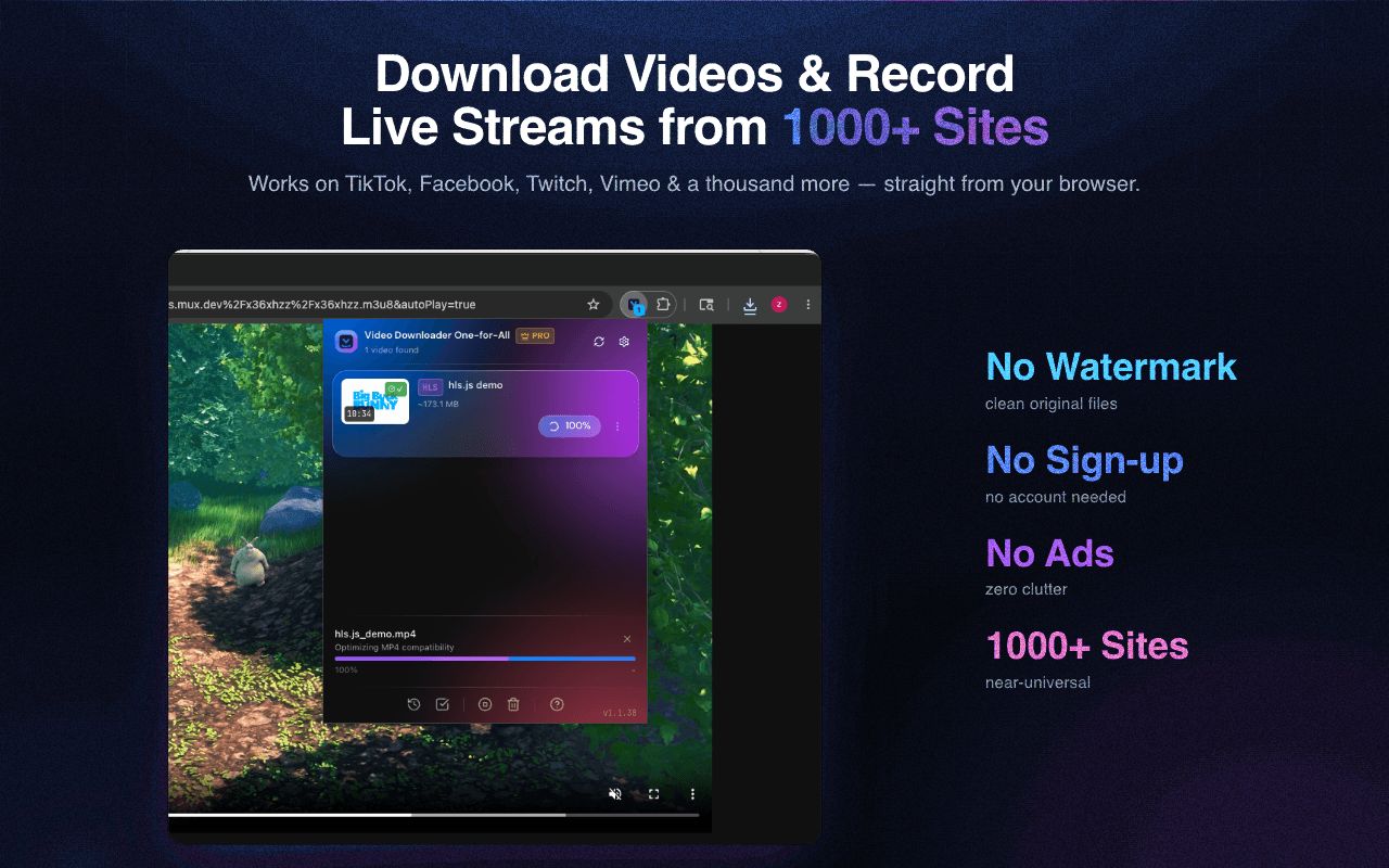 Download videos and record live streams from 1000+ sites