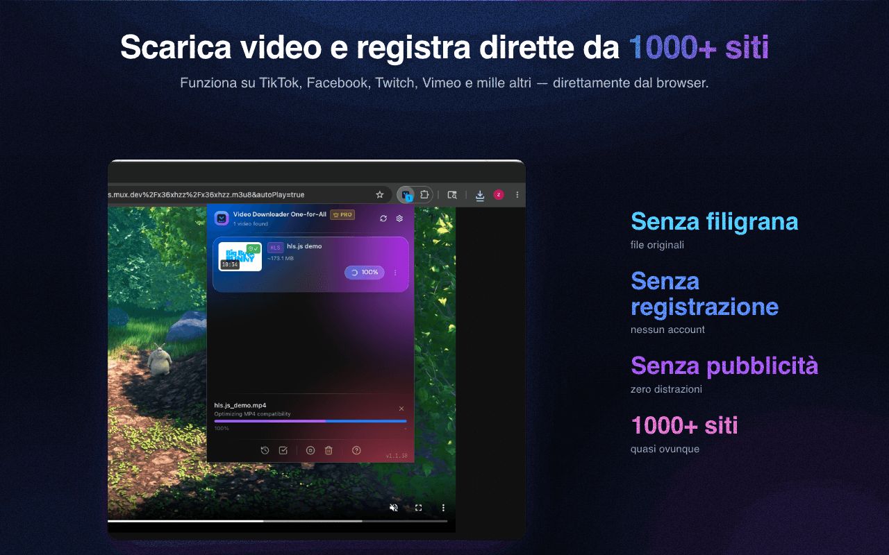 Scarica video e registra dirette streaming da 1000+ siti