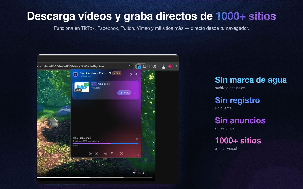 Descarga vídeos y graba transmisiones en vivo de más de 1000 sitios