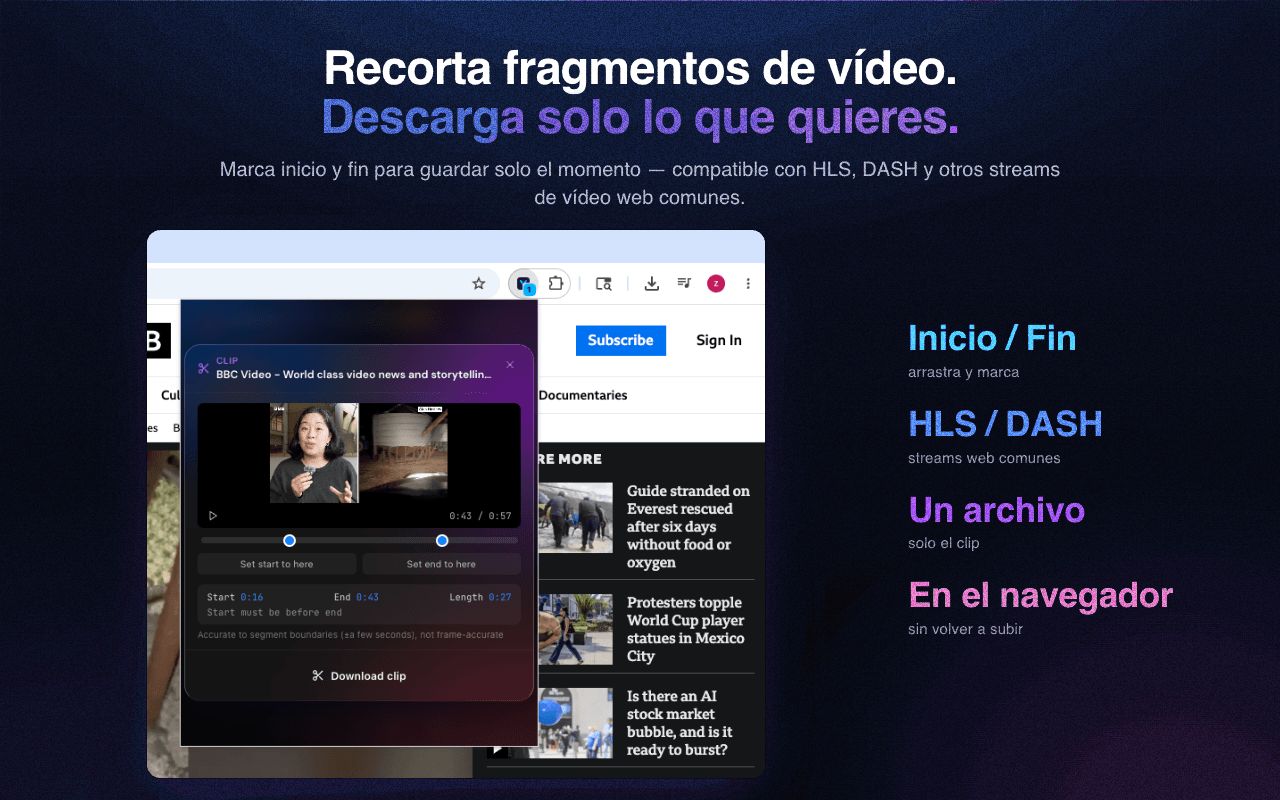 Recorta y ajusta: descarga solo la parte del vídeo que quieras