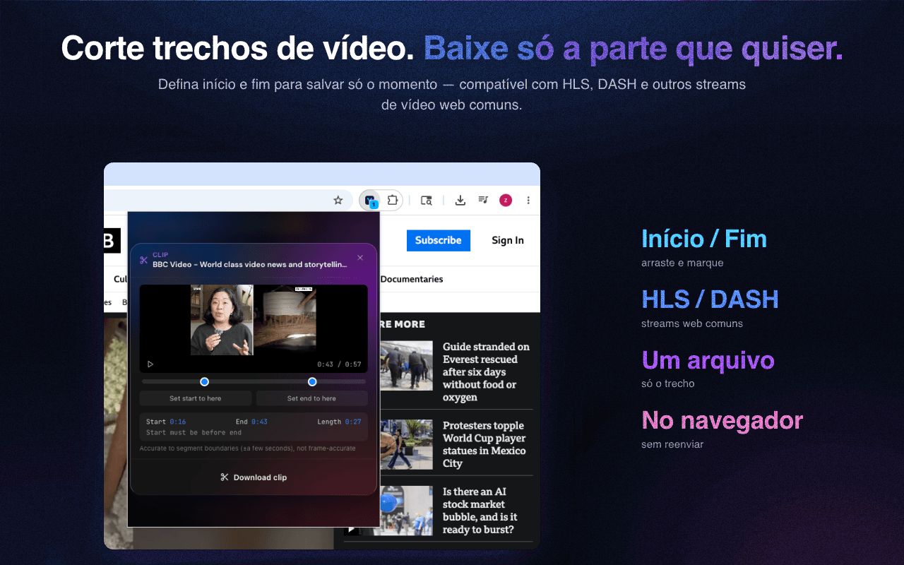 Corte e ajuste: baixe apenas a parte do vídeo que você quer